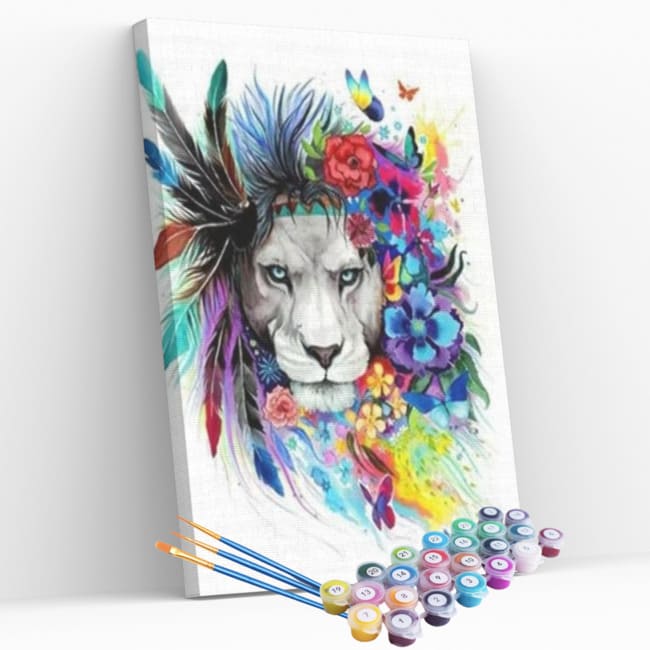 Kit pintura numerada - Leão penas