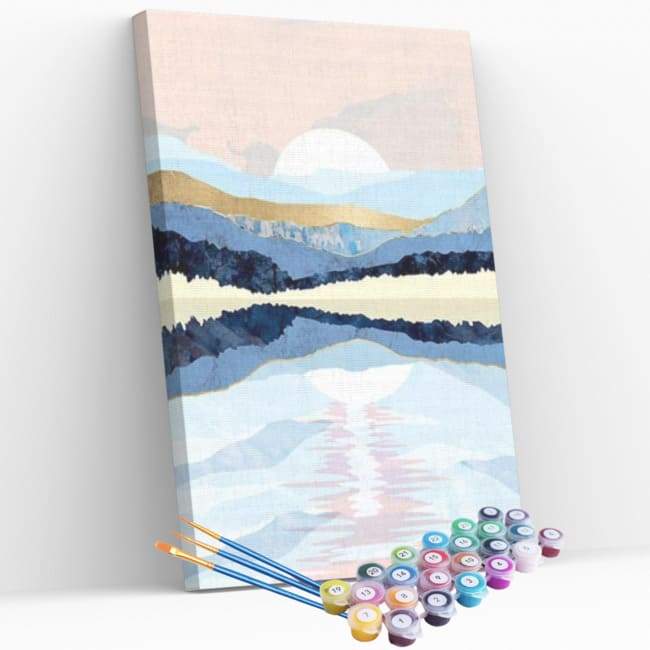 Kit pintura numerada - Montanhas céu rosa claro