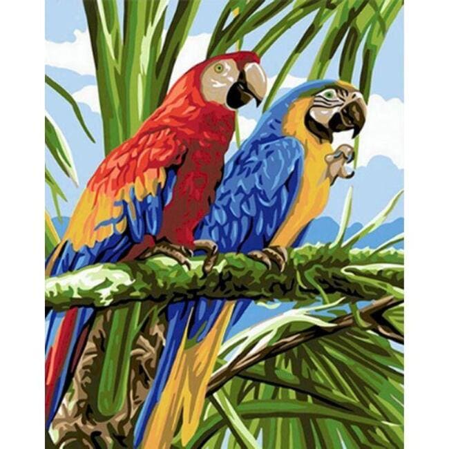 Kit pintura numerada  - Araras na árvore