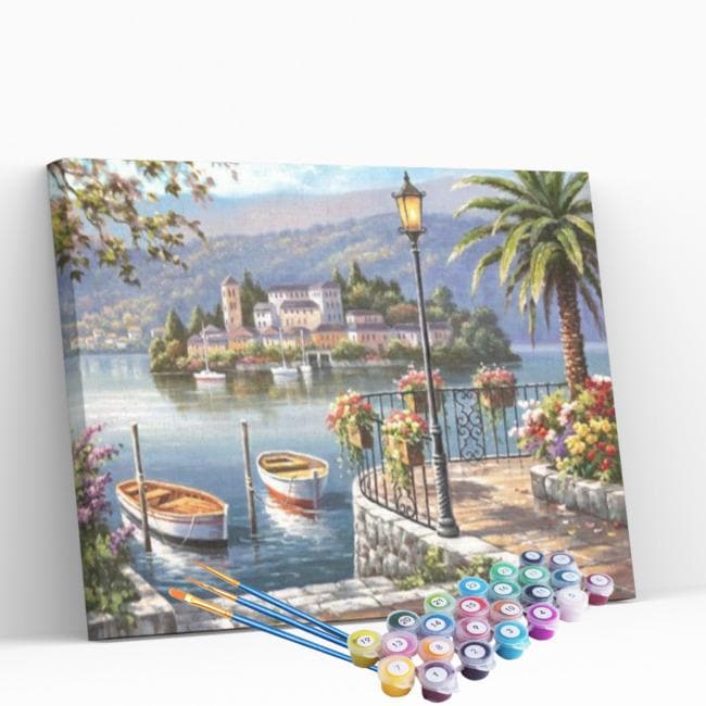 Kit pintura numerada - Cais com vista para Ilha