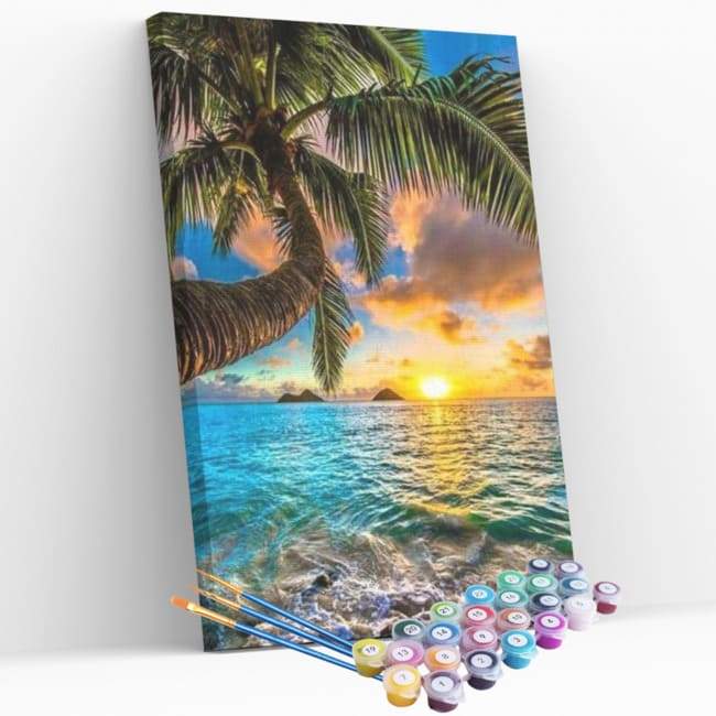 Kit pintura numerada - Pôr do sol Coqueiro