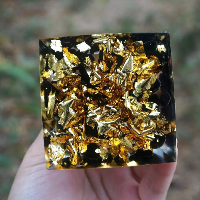 Pirâmide Orgonite Olho De Tigre Natural E Obsidiana