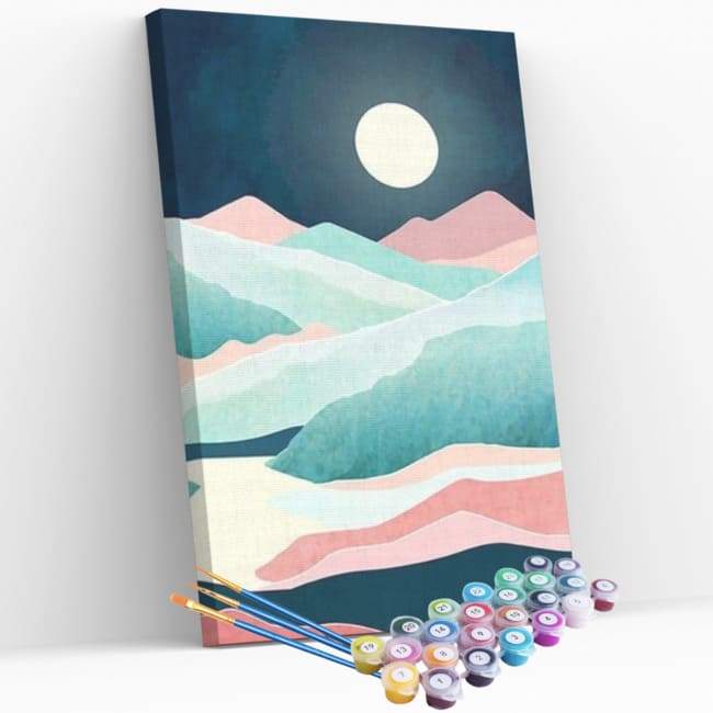 Kit pintura numerada - Montanhas céu azul marinho