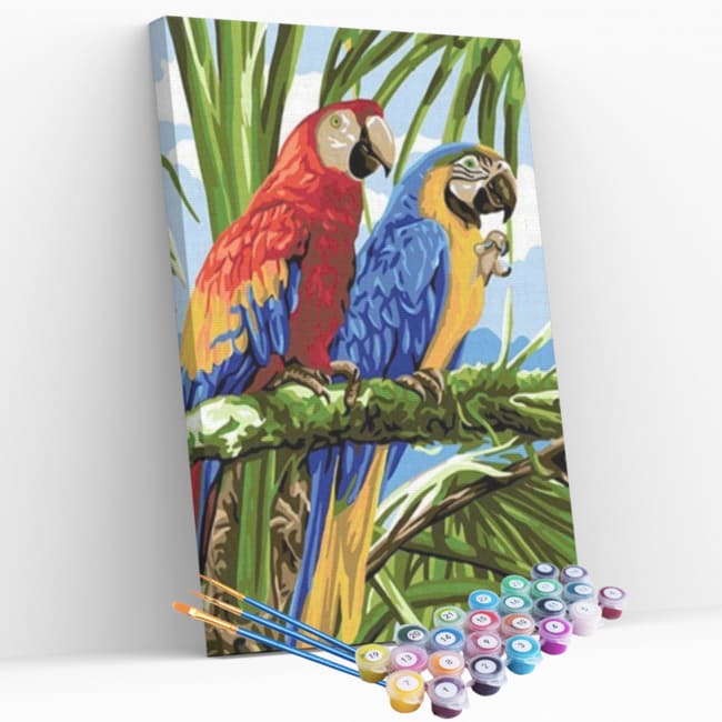 Kit pintura numerada  - Araras na árvore