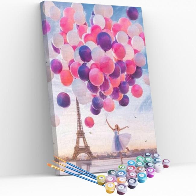 Kit pintura numerada - Torre Eiffel e balões