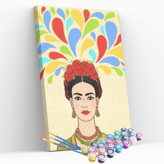 Kit pintura numerada terapêutica - Frida Kahlo desenho