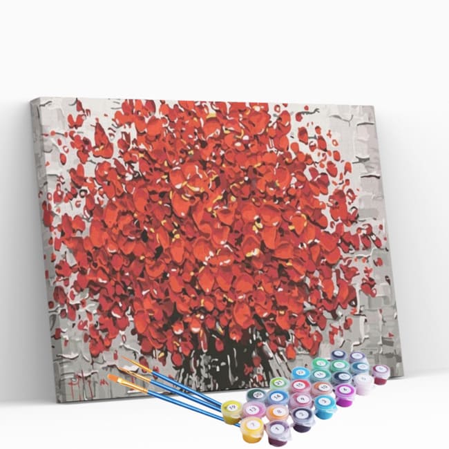 Kit pintura numerada - Flores vermelhas
