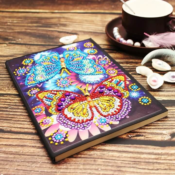 Caderno de pintura de diamante de romance de borboleta