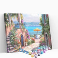 Kit pintura numerada - Escada e vista mar ensolarada