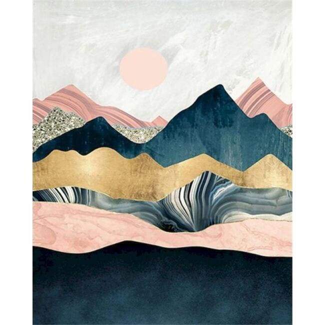 Kit pintura numerada - Montanhas céu branco