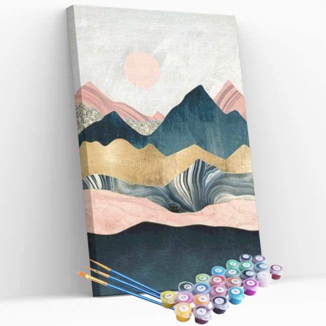 Kit pintura numerada - Montanhas céu branco