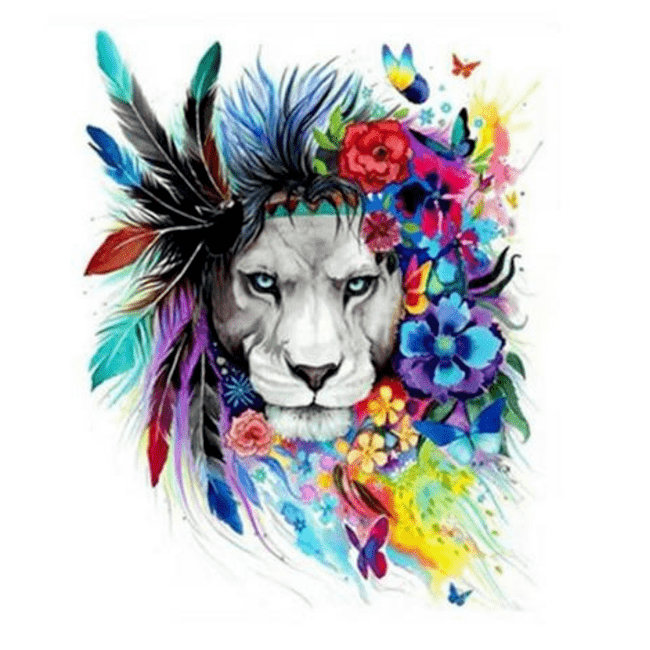 Kit pintura numerada - Leão penas