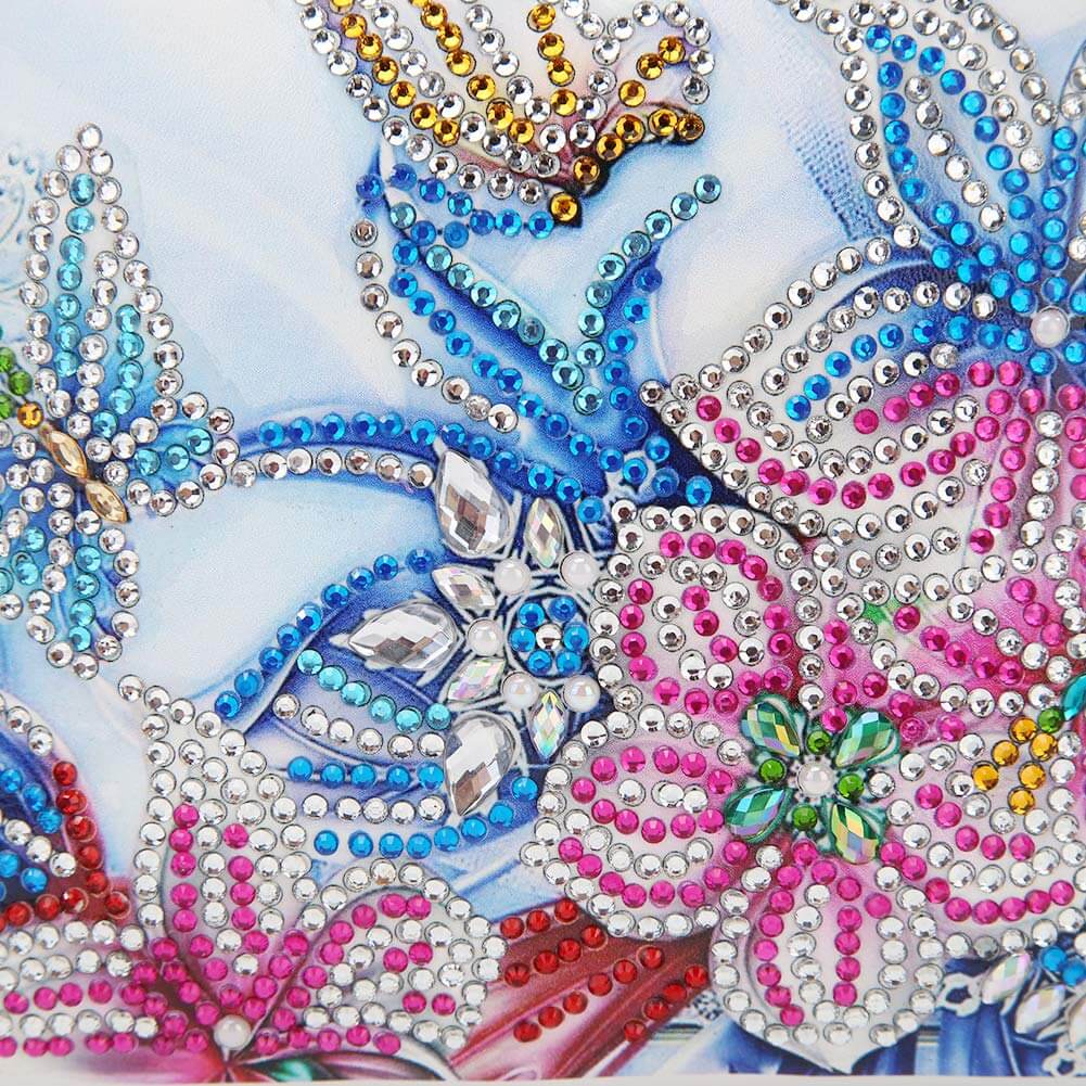 Bolsa de pintura de diamante faça você mesmo com flores e borboletas
