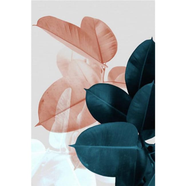 Kit pintura numerada - Folhas verde e salmão