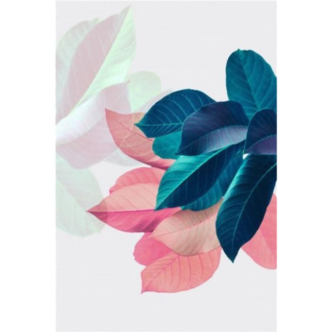Kit pintura numerada - Folhas verde e rosa