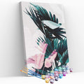 Kit pintura numerada  - Folhagens verde e rosa