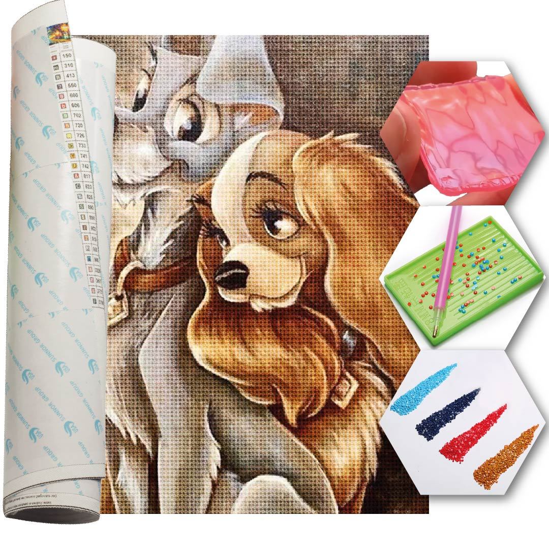Kit Arte com Diamante - Dama e o Vagabundo
