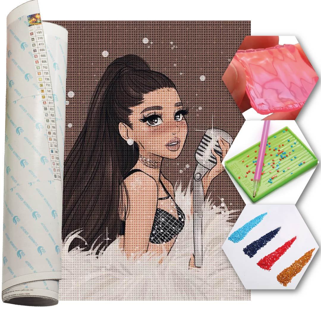 Kit Arte com Diamante - Ariana Grande Plumas