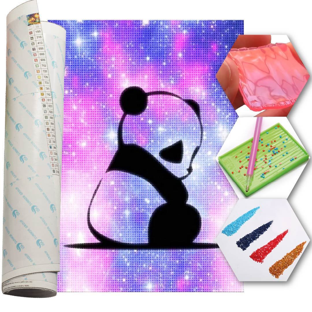Kit Arte com Diamantes - Baby Panda Iluminado