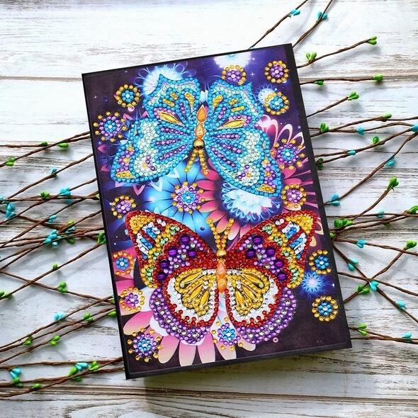 Caderno de pintura de diamante de romance de borboleta