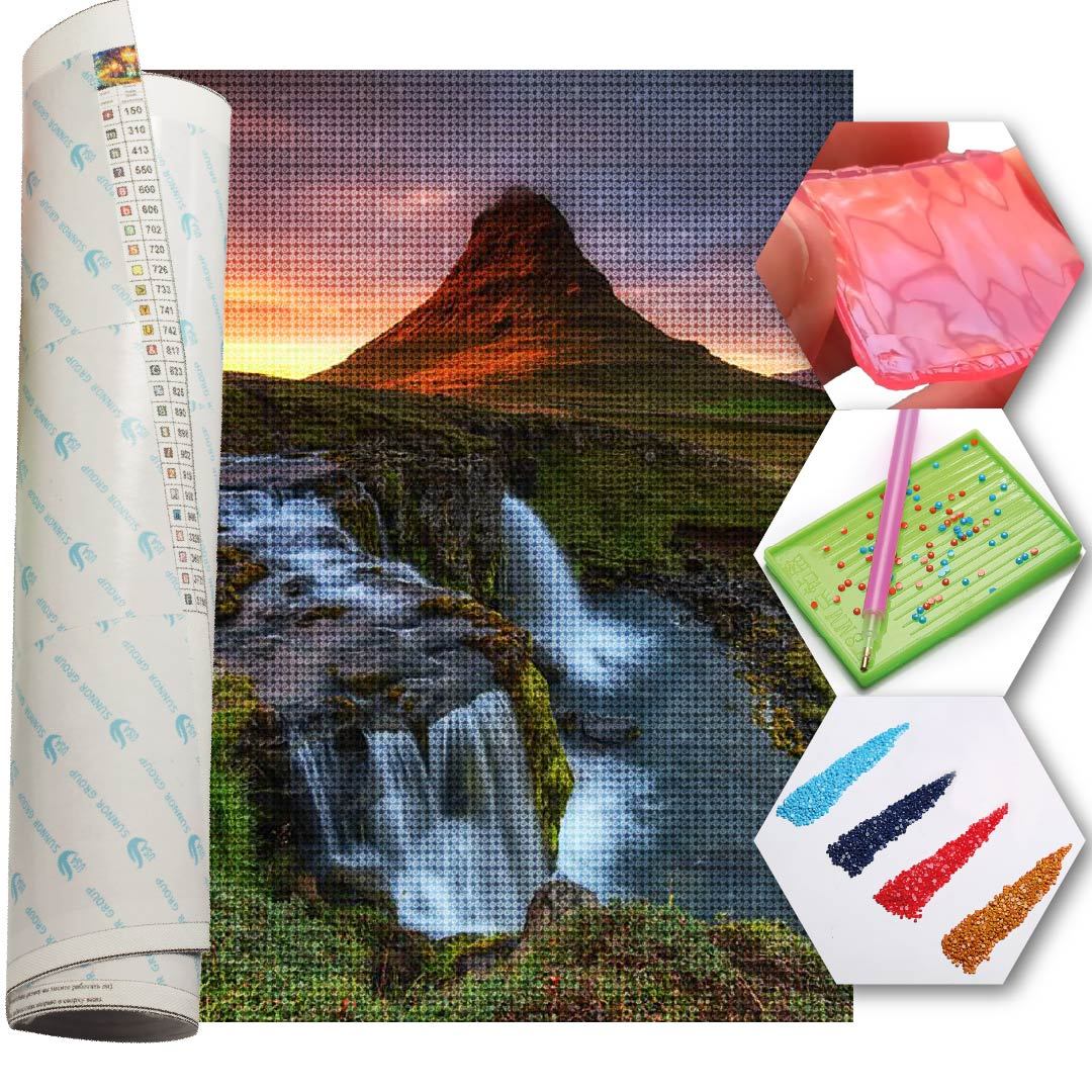 Kit Arte com Diamante - Cachoeira no Penhasco