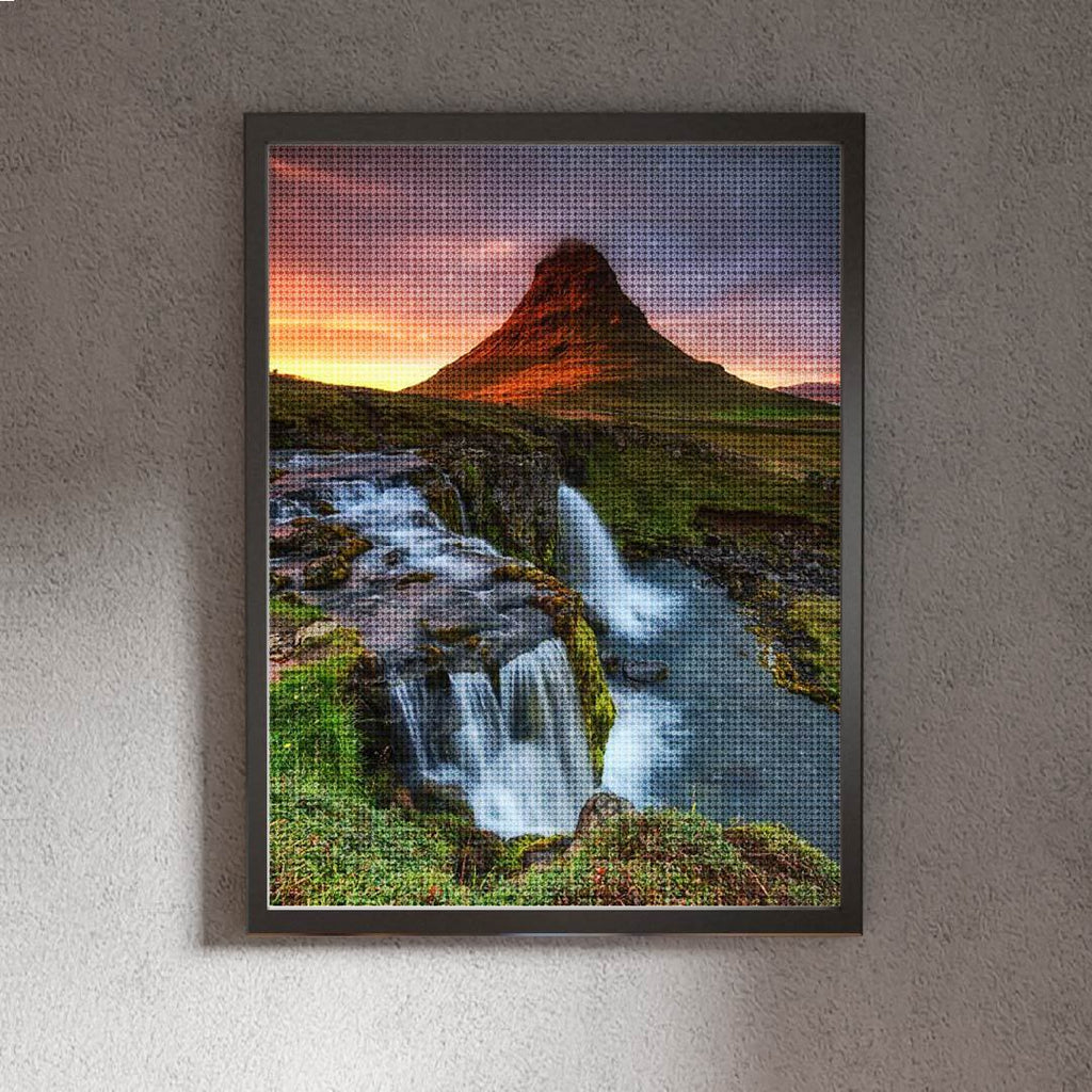 Kit Arte com Diamante - Cachoeira no Penhasco