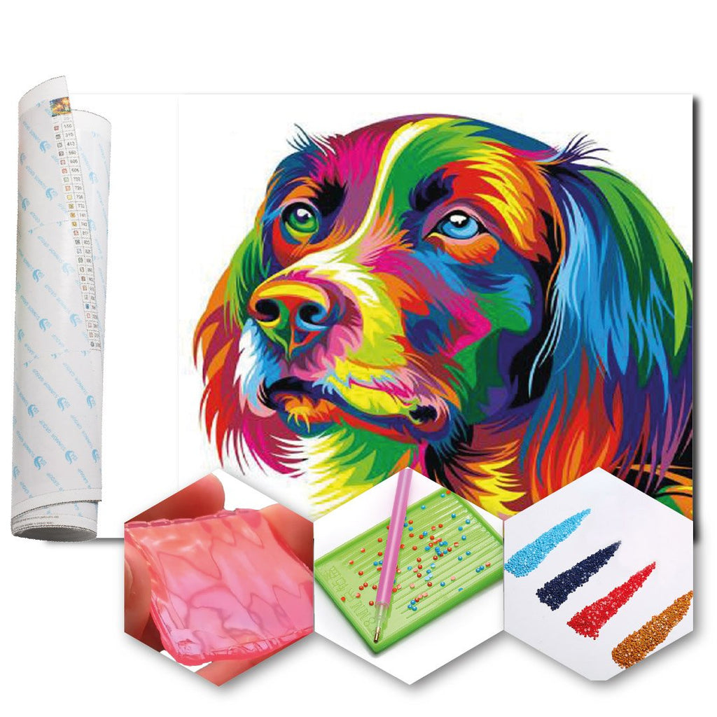 Kit Arte com Diamante - Cachorro Psicodélico