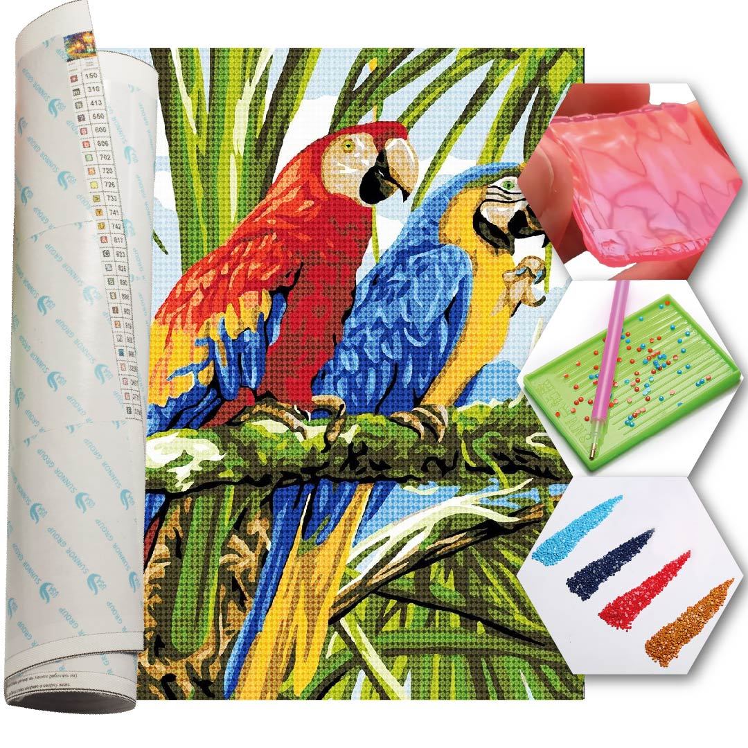 Kit Arte com Diamante - Casal de Arara