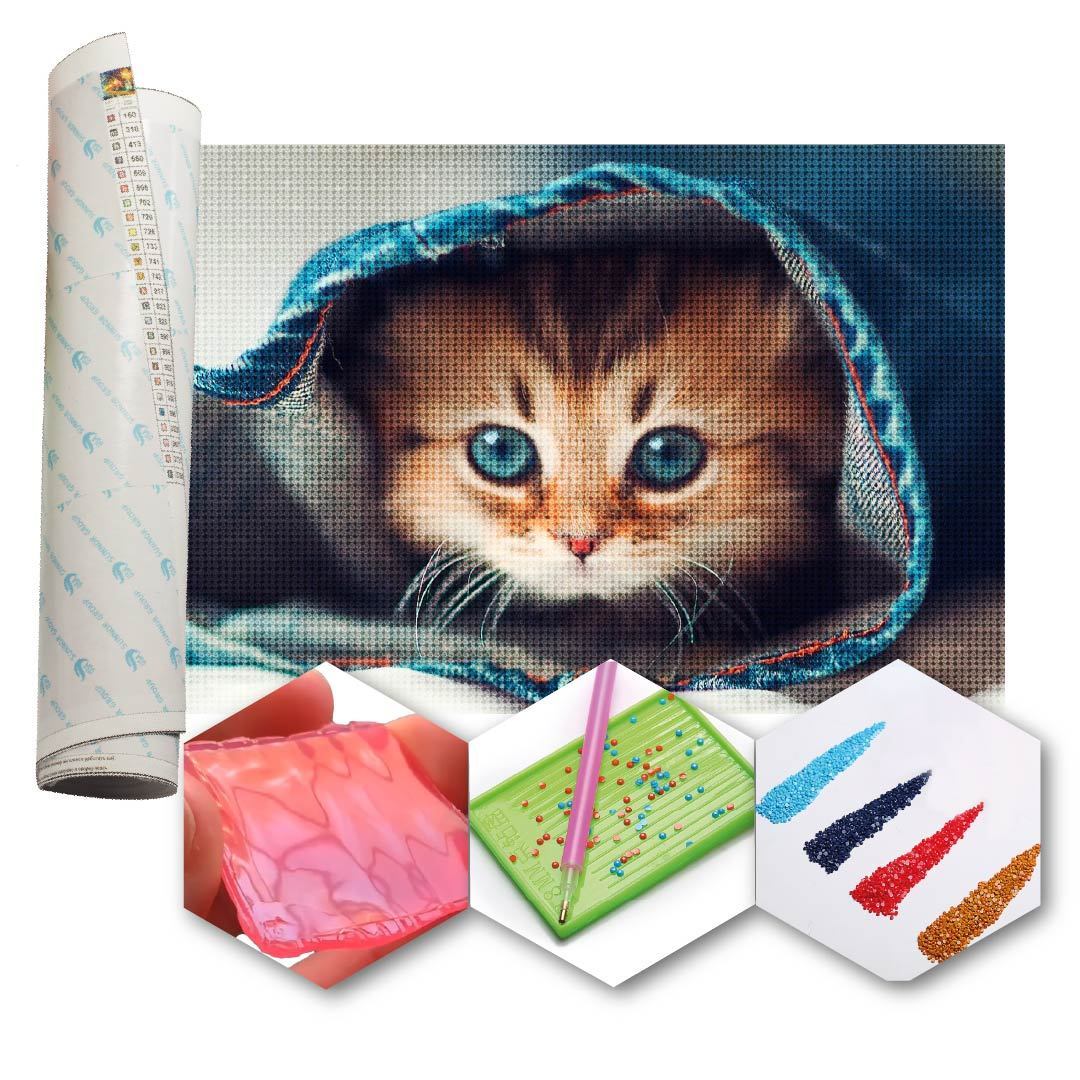 Kit Arte com Diamante - Cute Cat