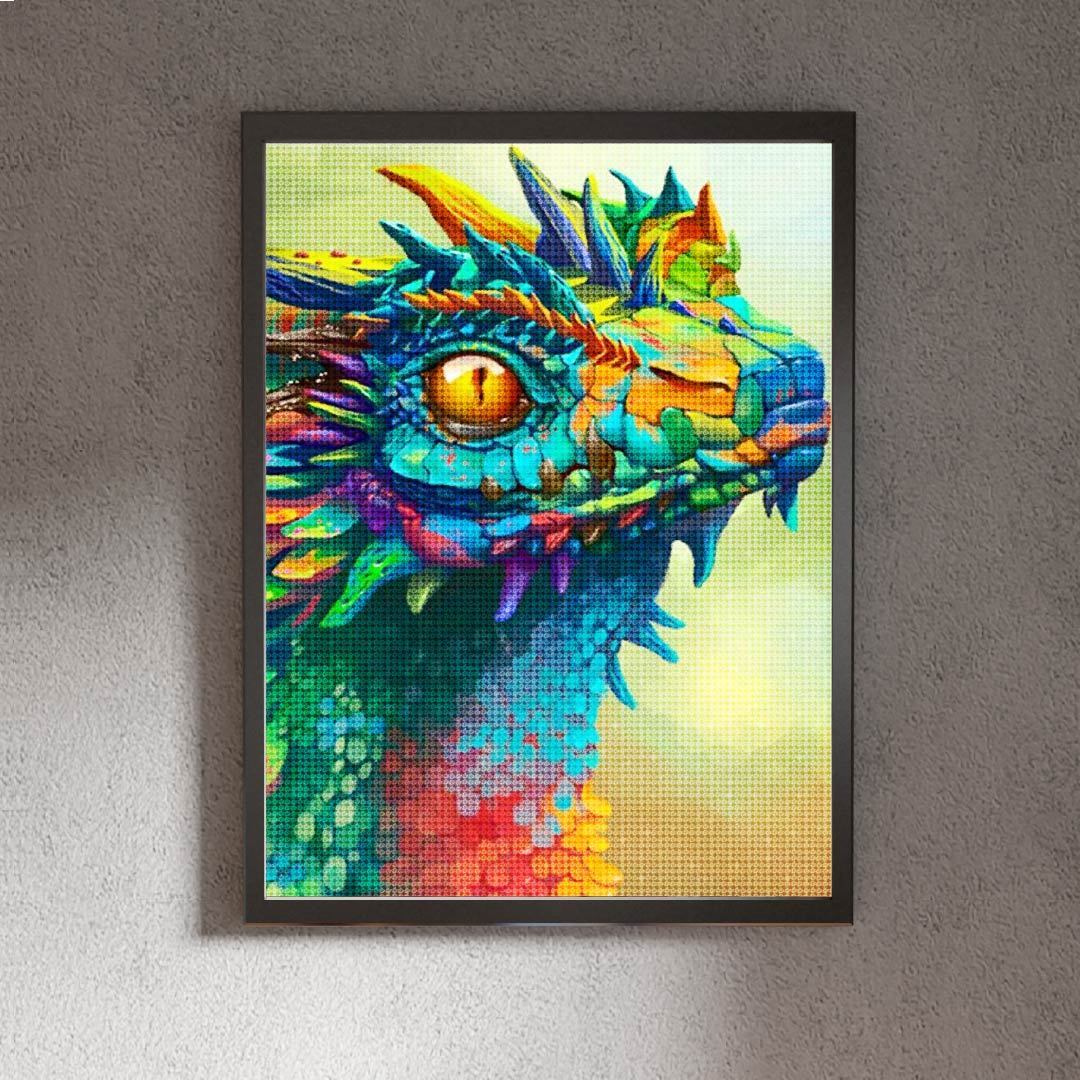 Kit Arte com Diamante - Dragão Colorido