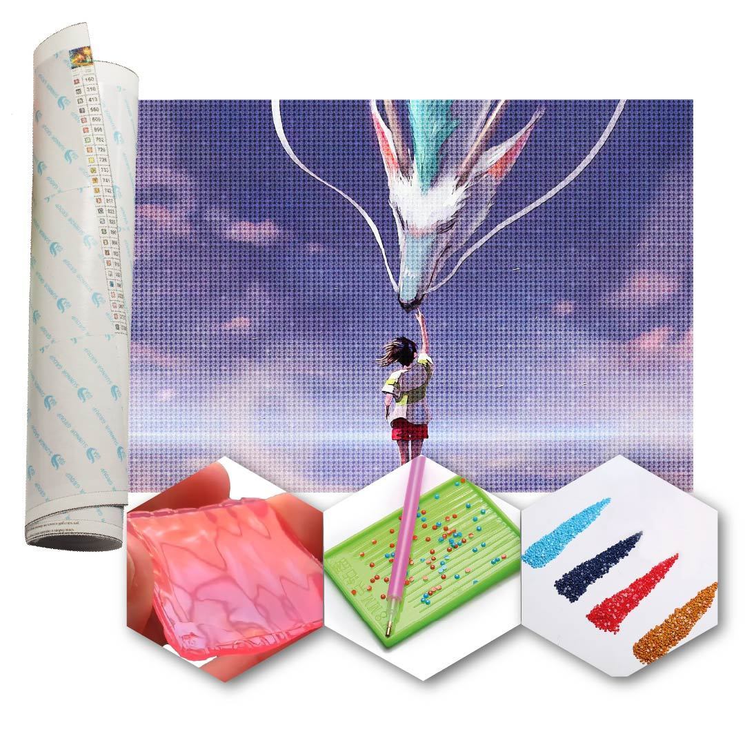 Kit Arte com Diamante - Dragon Ghibli