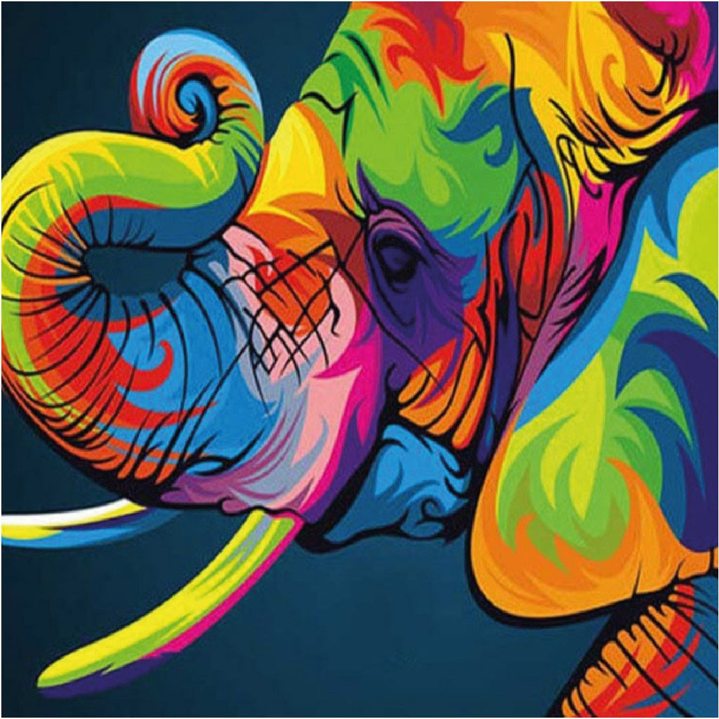 Kit Arte com Diamante - Elefante Psicodélico