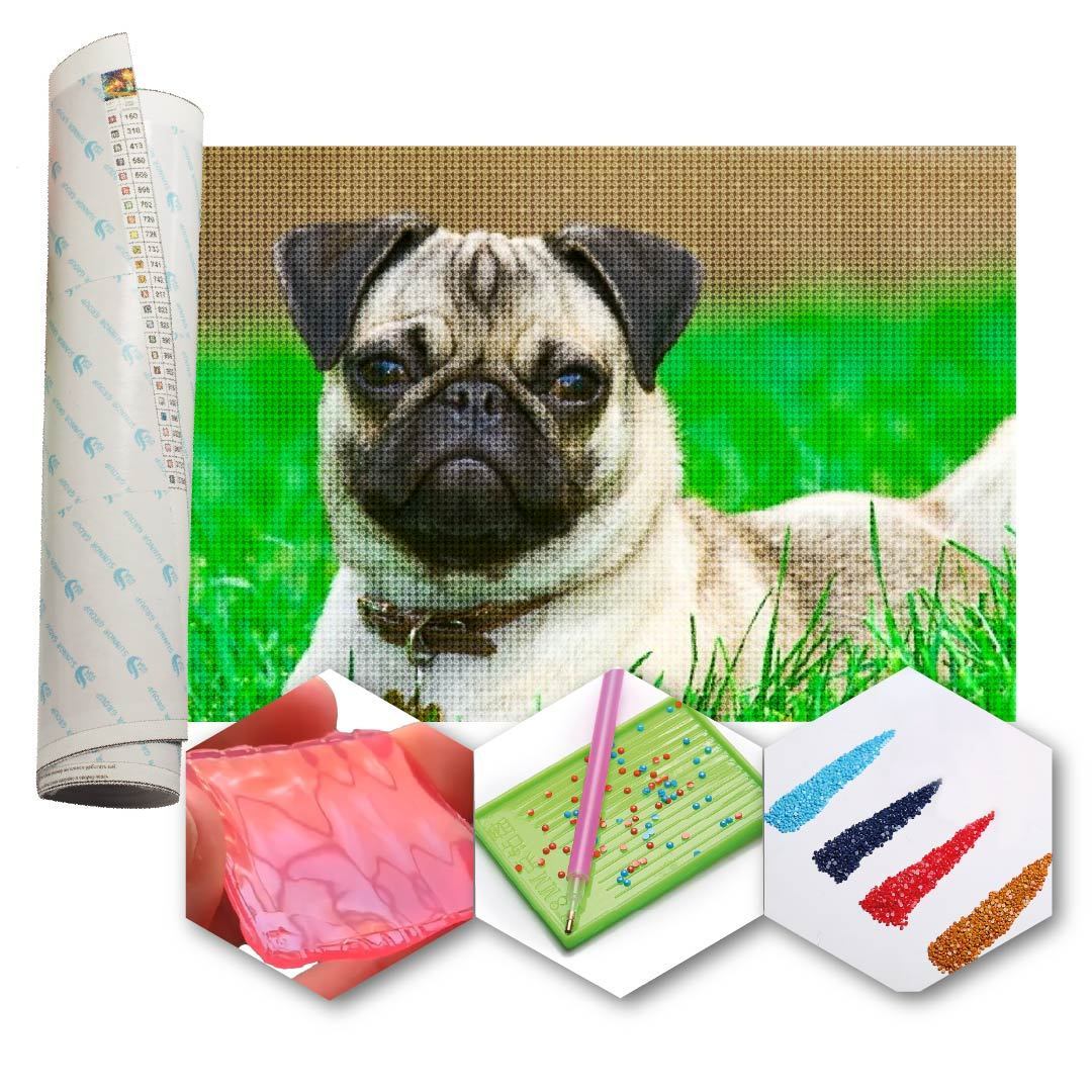 Kit Arte com Diamante - Filhote Pug