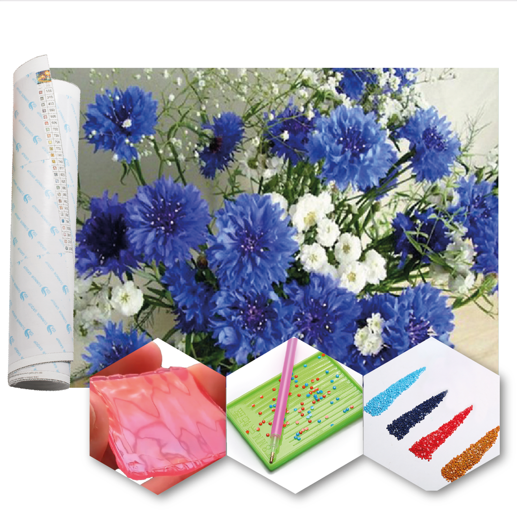 Kit Arte com Diamante - Flor Azul