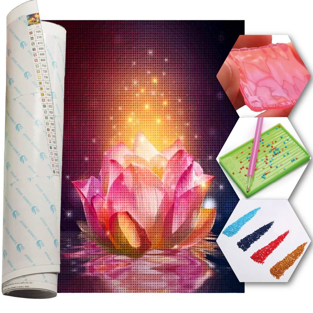 Kit Arte com Diamante - Flor de Lótus