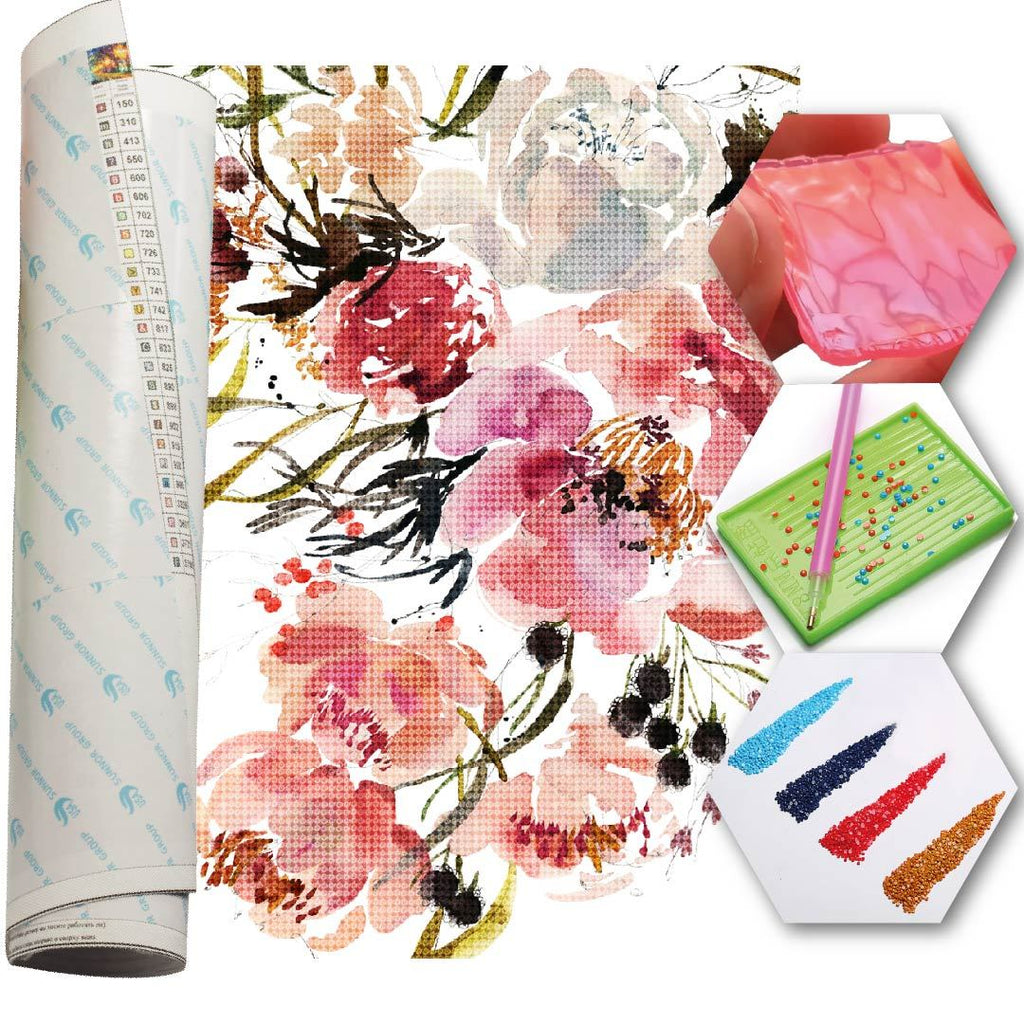 Kit Arte com Diamante - Flores Aquarela