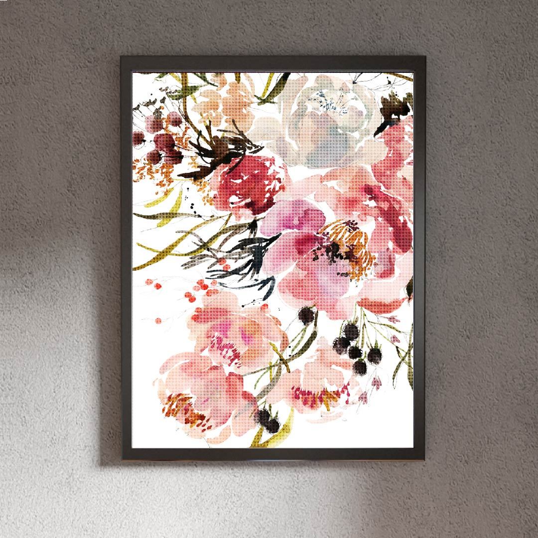 Kit Arte com Diamante - Flores Aquarela