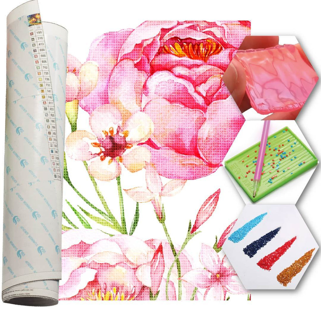 Kit Arte com Diamante - Flores em Tela