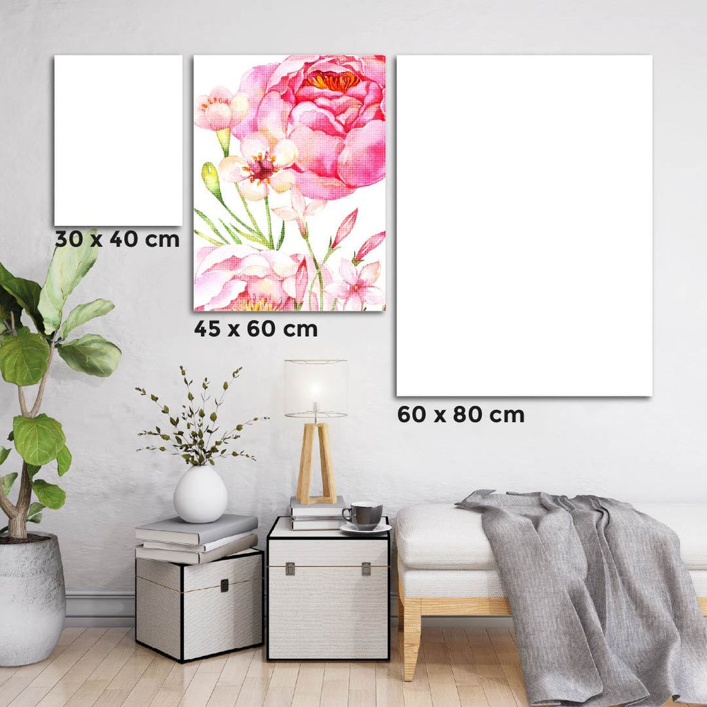 Kit Arte com Diamante - Flores em Tela