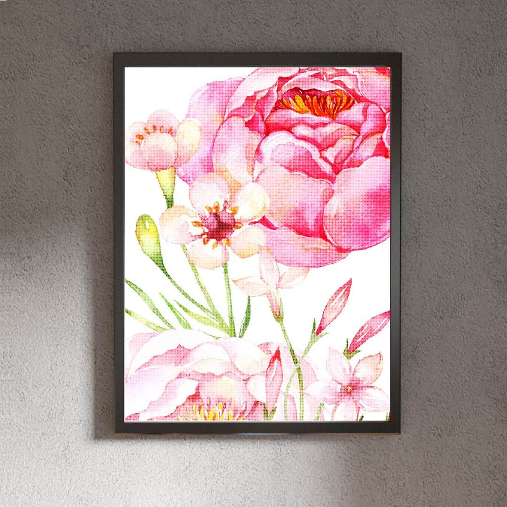 Kit Arte com Diamante - Flores em Tela