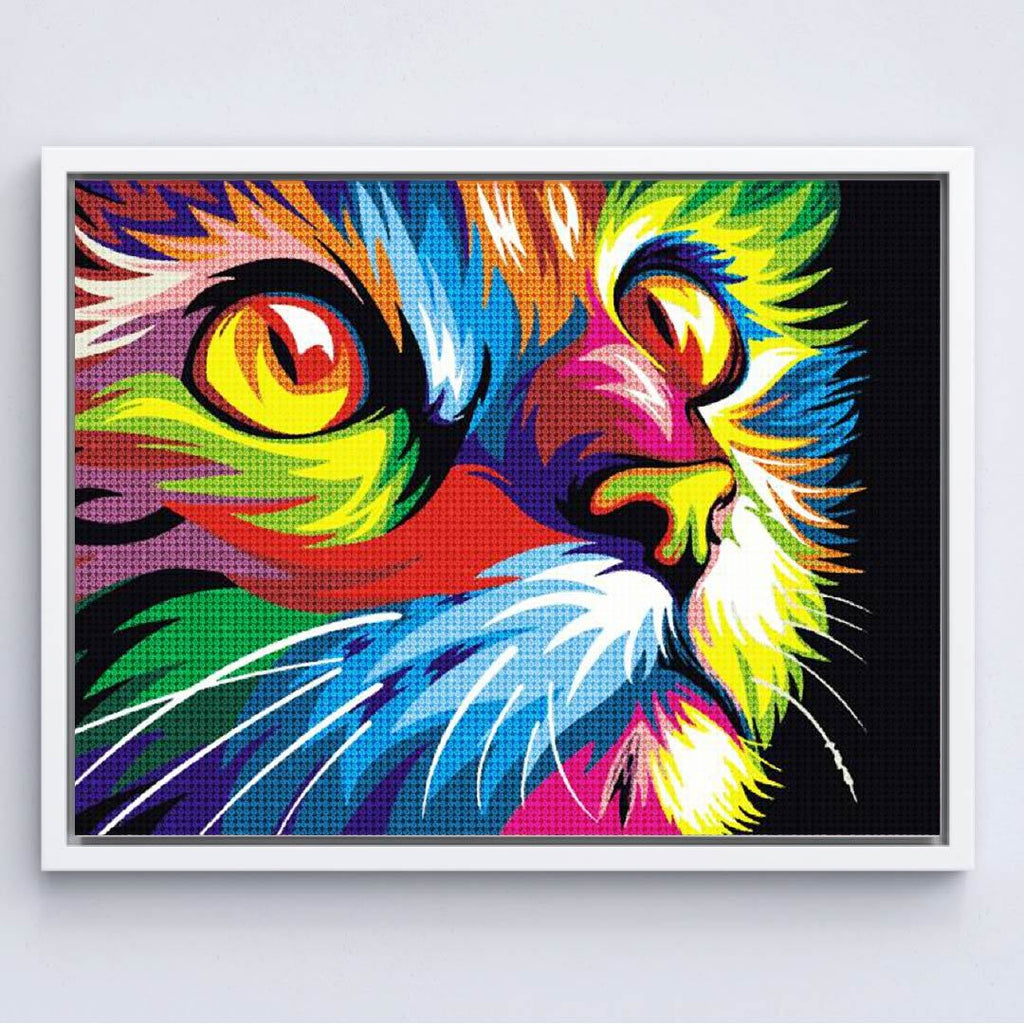 Kit Arte com Diamante - Gato Psicodélico