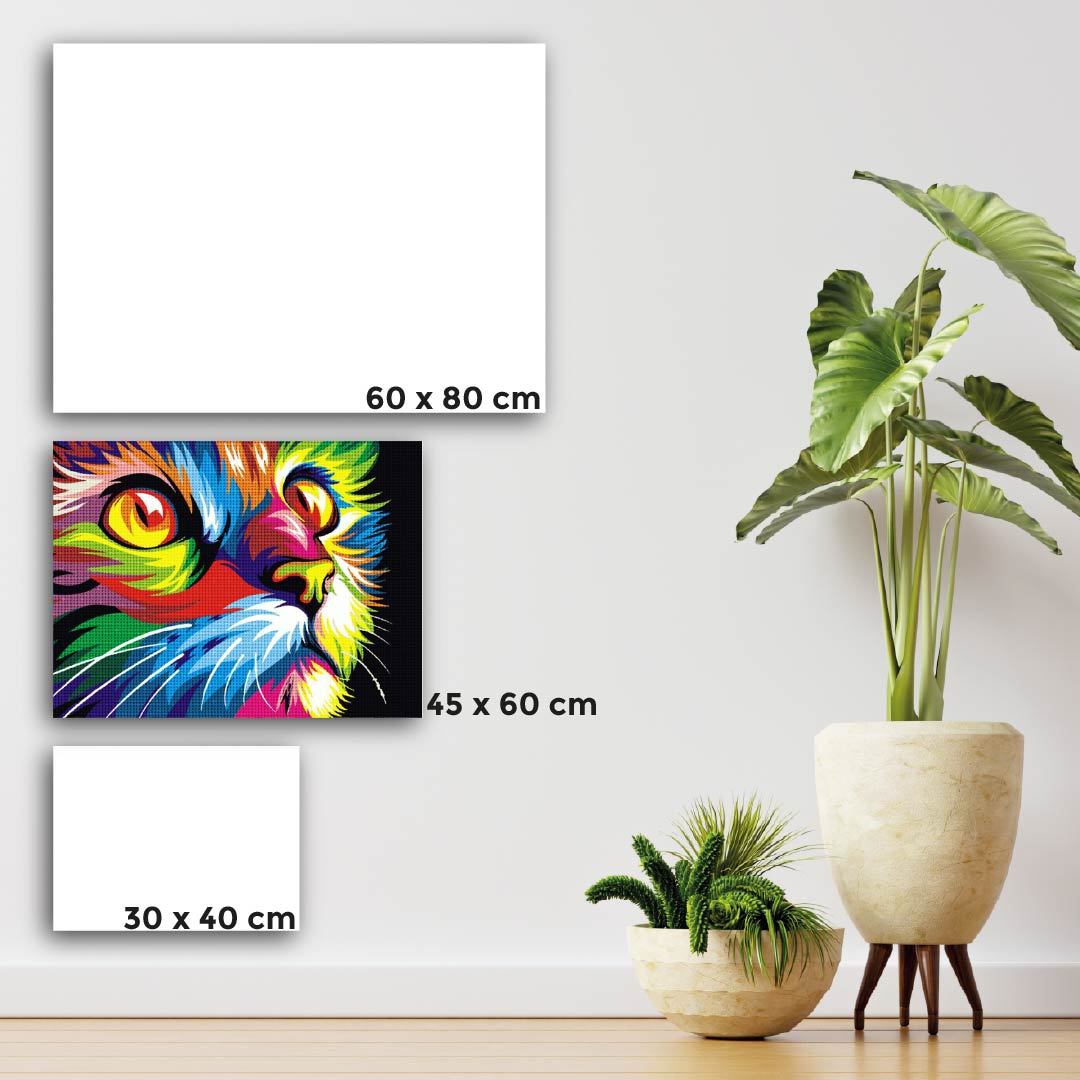 Kit Arte com Diamante - Gato Psicodélico