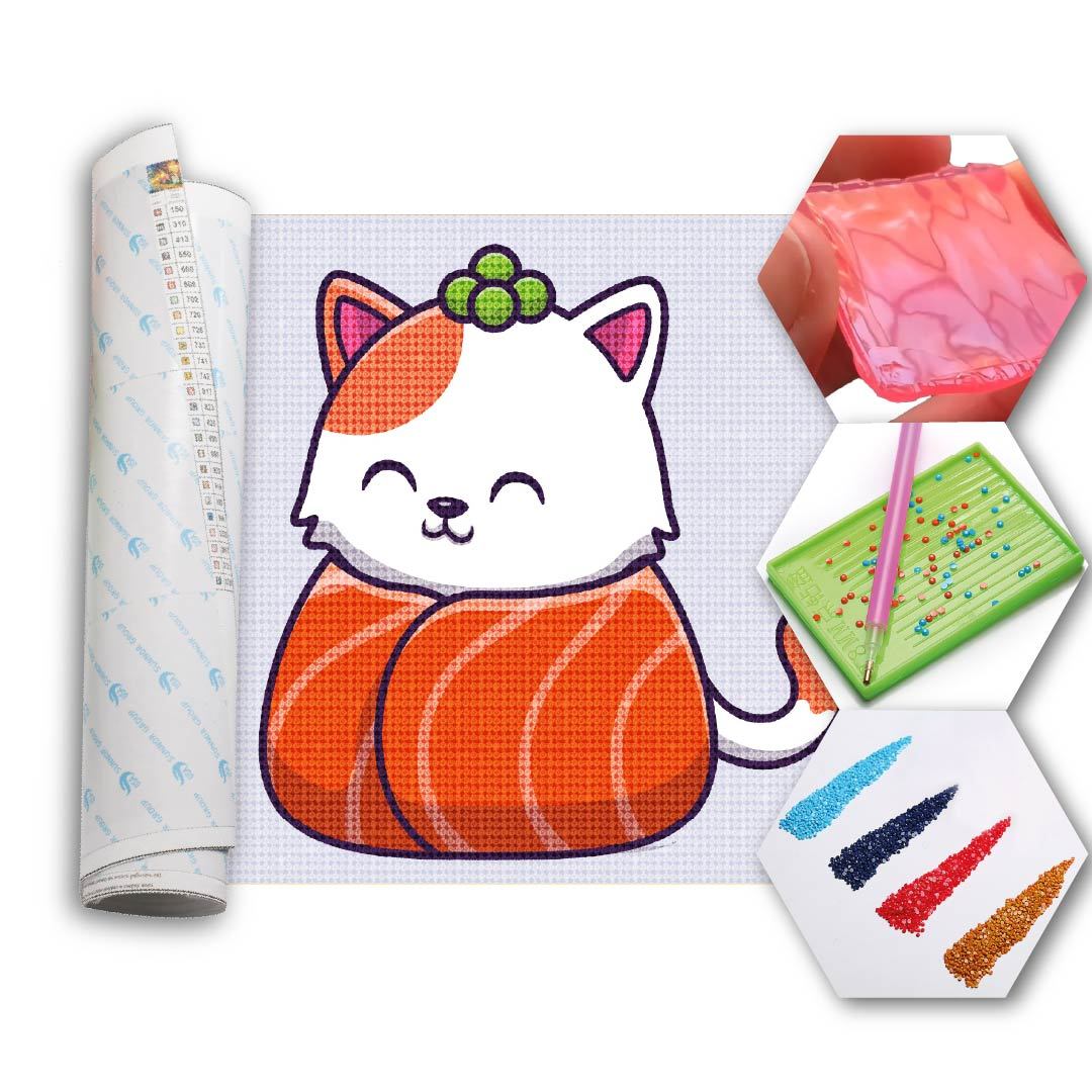 Kit Arte com Diamante - Gato no Sushi