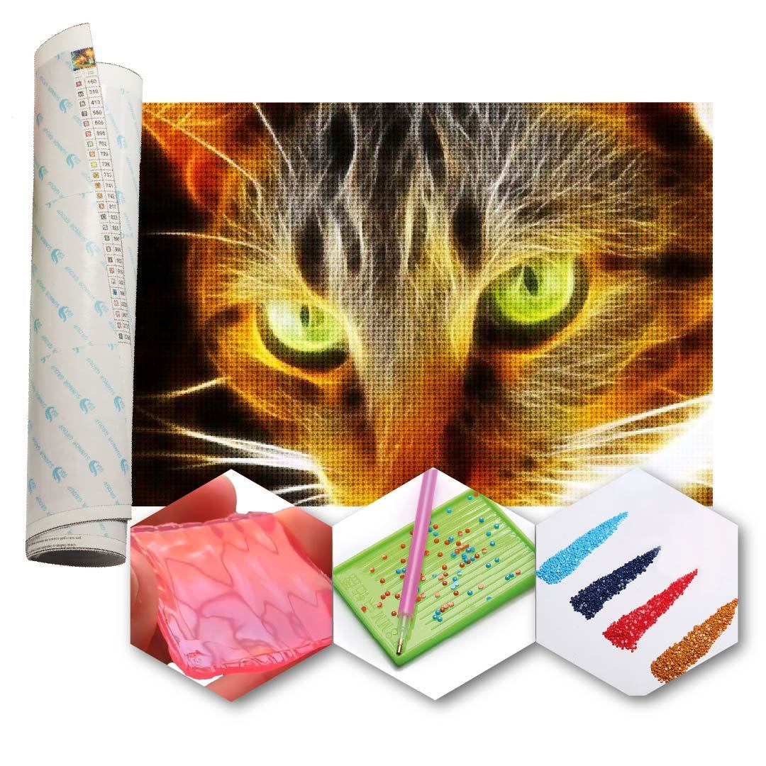 Kit Arte com Diamante - Gato Fractal