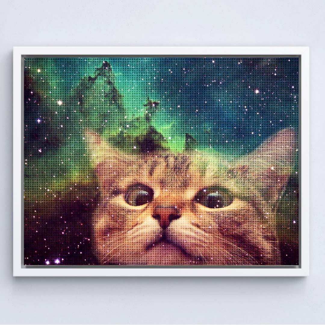 Kit Arte com Diamante - Gato Galáxia