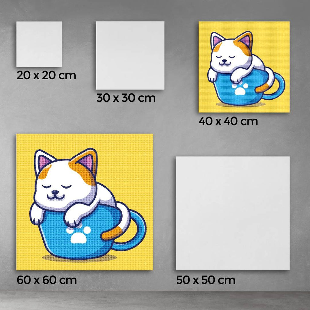 Kit Arte com Diamante - Gato na Xícara