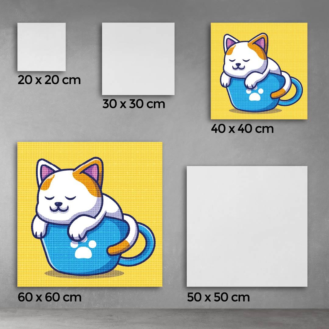 Kit Arte com Diamante - Gato na Xícara
