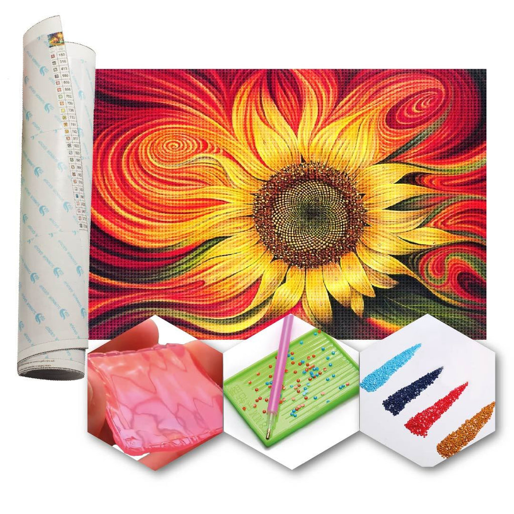 Kit Arte com Diamante - Girassol Vermelho