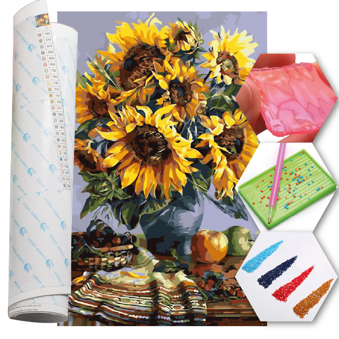 Kit Arte com Diamante - Girassol a Óleo