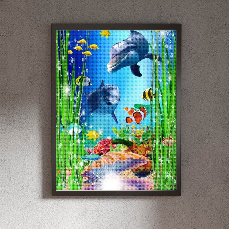 Kit Arte com Diamantes - Golfinhos e Perola Brilhante